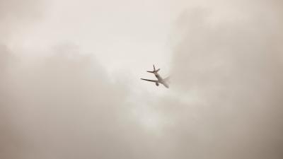 A plane flying into cloud over London